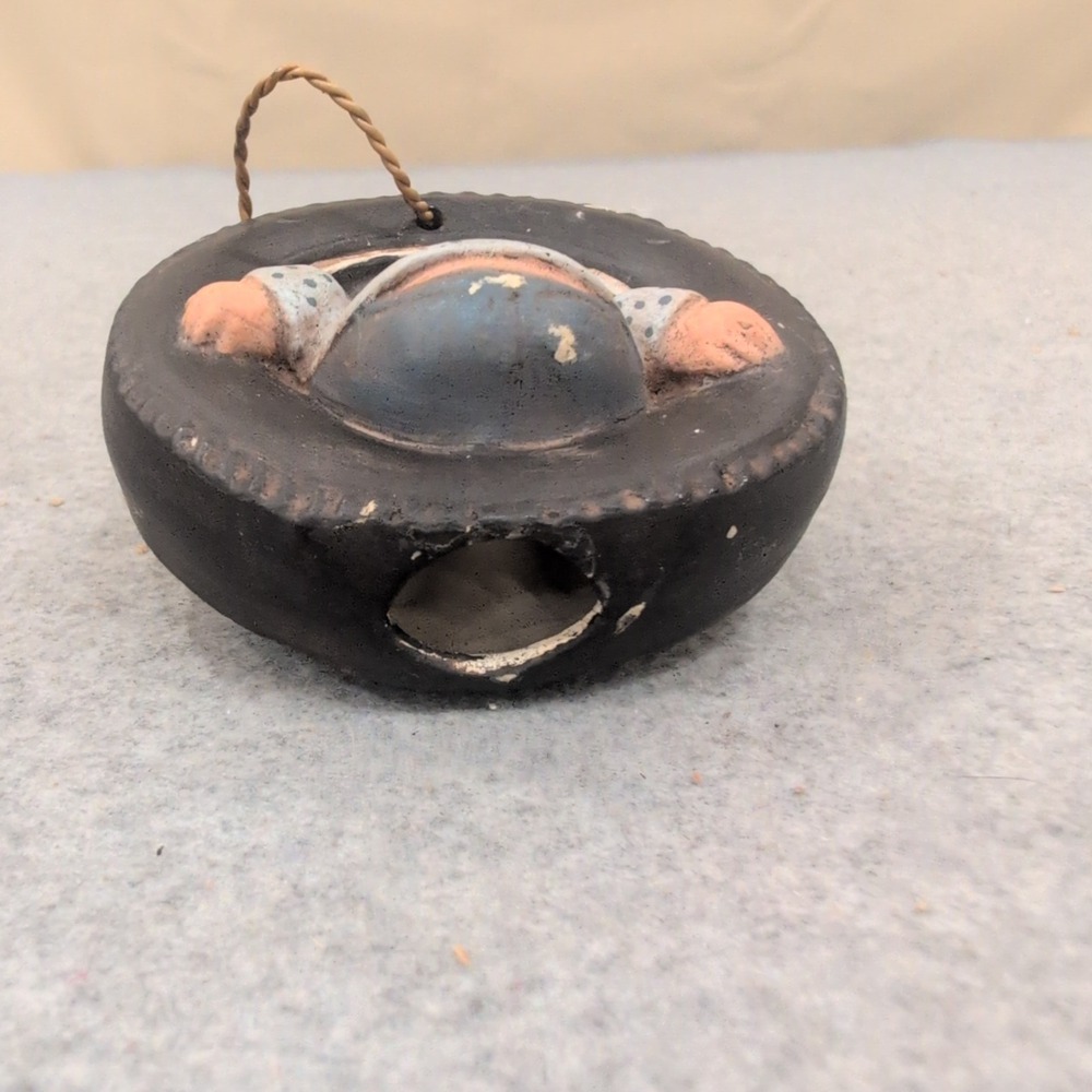 Vintage Ceramic Boy in Tire Swing Hanging Figurine Ornament Hand Painted Kitsch - Picture 3 of 4